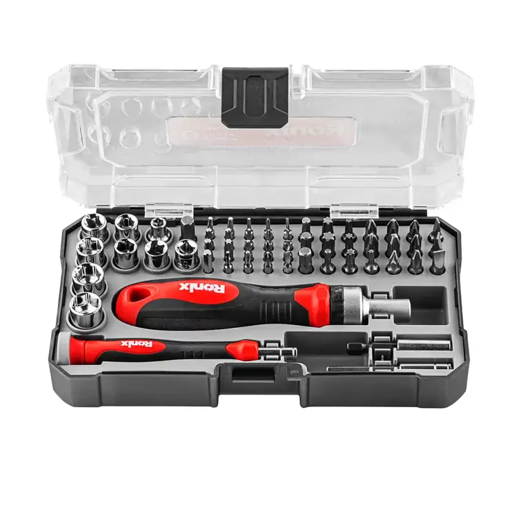 Kit Chave De Fenda + Bits 55 Peças Ronix Rh-2717